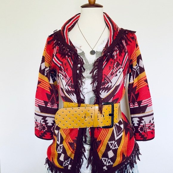 Billabong Tribal Fringe Shawl Poncho Size Small - Picture 2 of 6